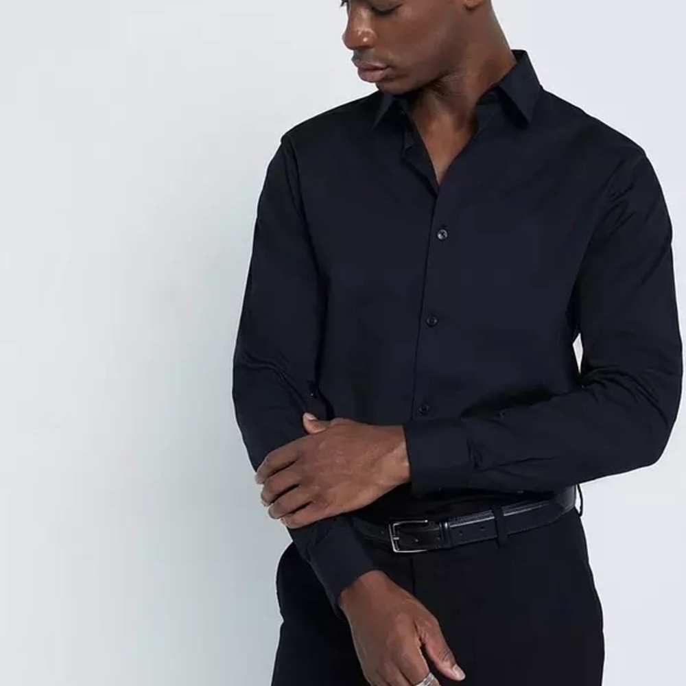 Jones New York Men's Classic Black Dress Shirt, Size 17 1/2